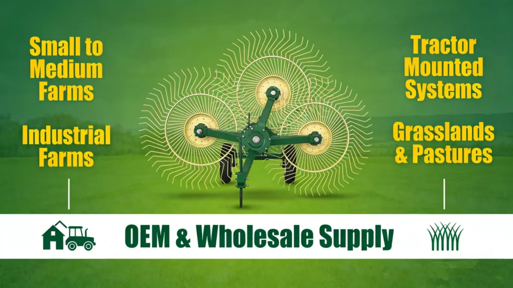 Aplicaciones típicas del rastrillo de heno tipo de dedo