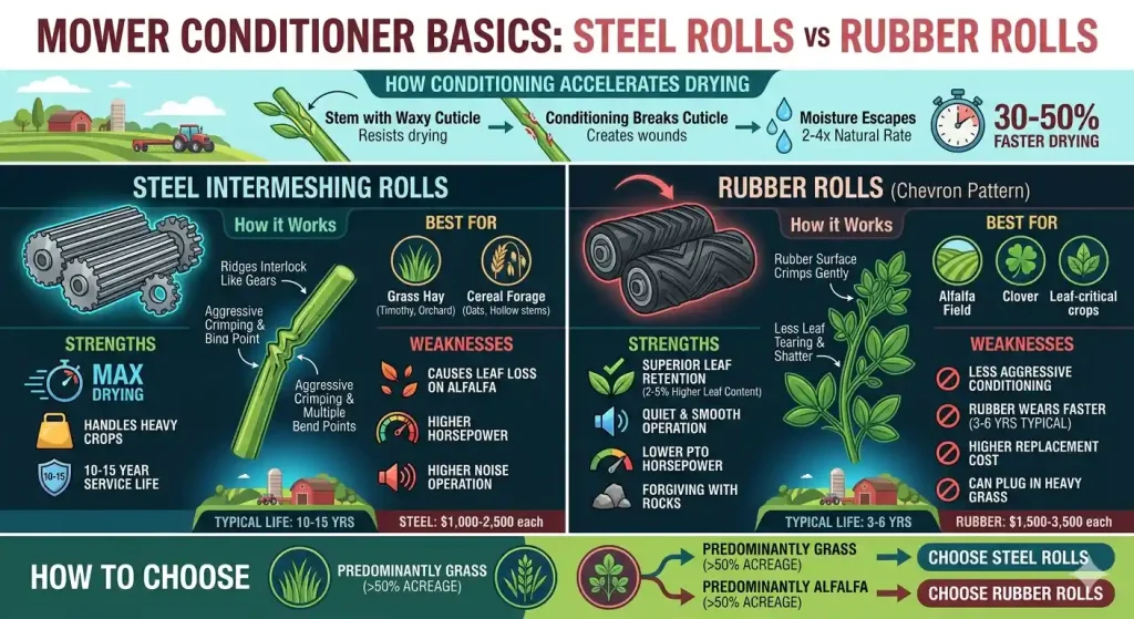 mower-conditioner-steel-vs-rubber-rolls