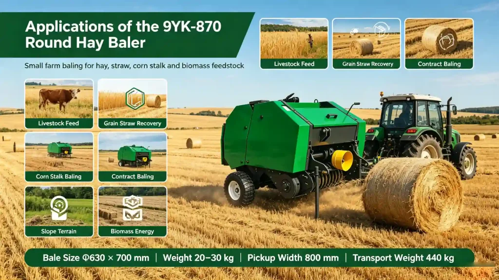 Applications of the 9YK-870 Round Hay Baler